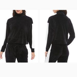 ZELOS Velvet Velour cropped mock neck Pullover Size Medium